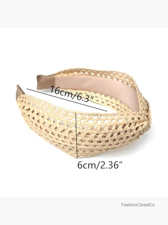 3 Pack Boho Rattan Woven Padded Headbands for Women main image 6